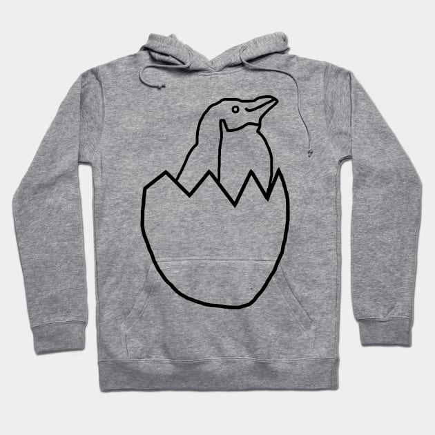 Little Penguin Hatching from Easter Egg Outline Hoodie by ellenhenryart